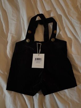 Kids Black One-Piece Romper with Buttoned Straps